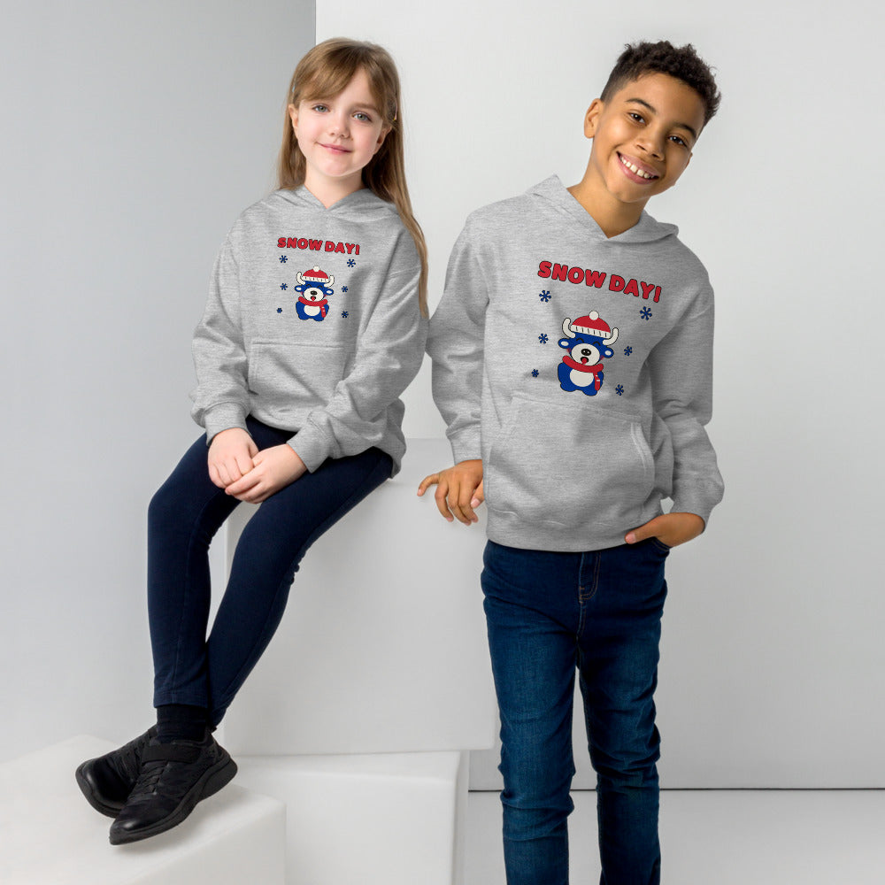 Snow Day youth hoodie, Athletic Heather on models