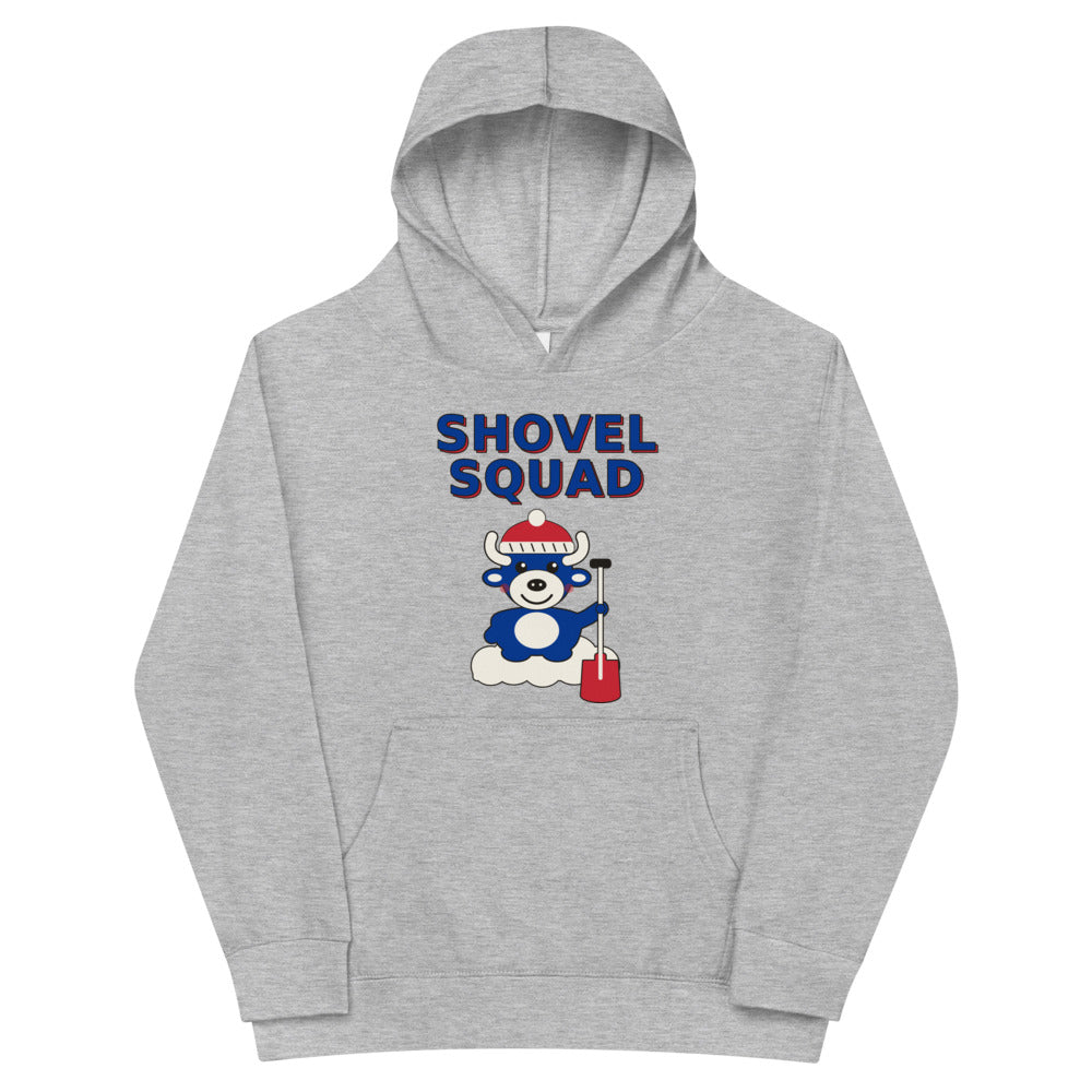 Shovel Squad youth hoodie, Athletic Heather front print