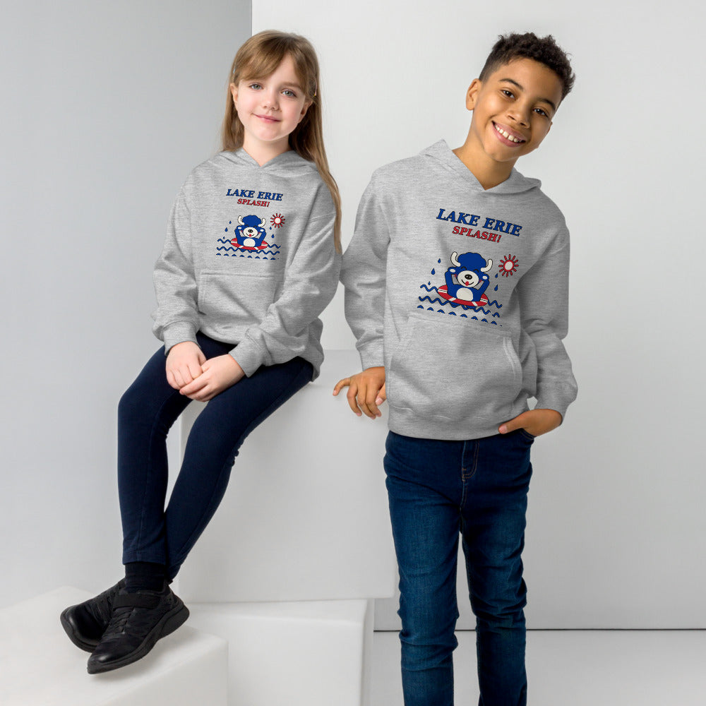 Lake Erie Splash youth hoodie, Athletic Heather on models