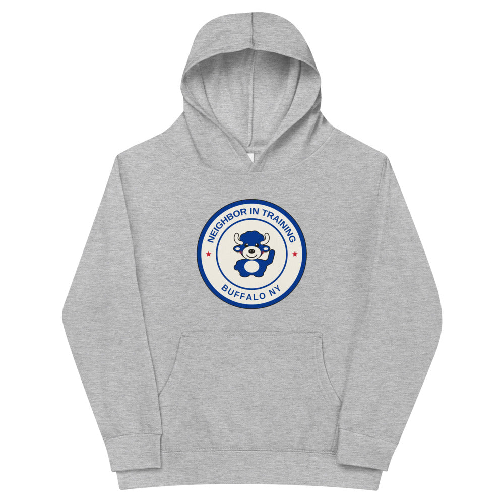 Neighbor In Training youth hoodie, Athletic Heather front print