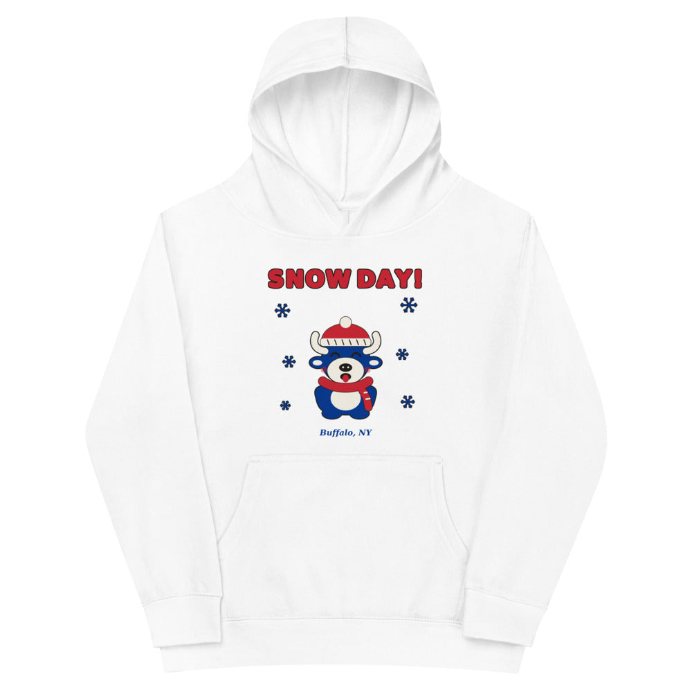 Snow Day youth hoodie, White front print