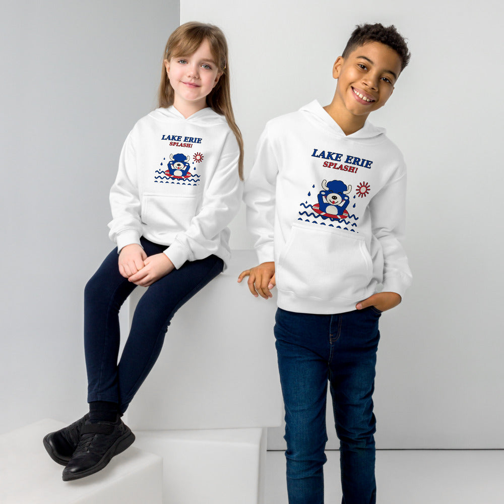 Lake Erie Splash youth hoodie, White on models