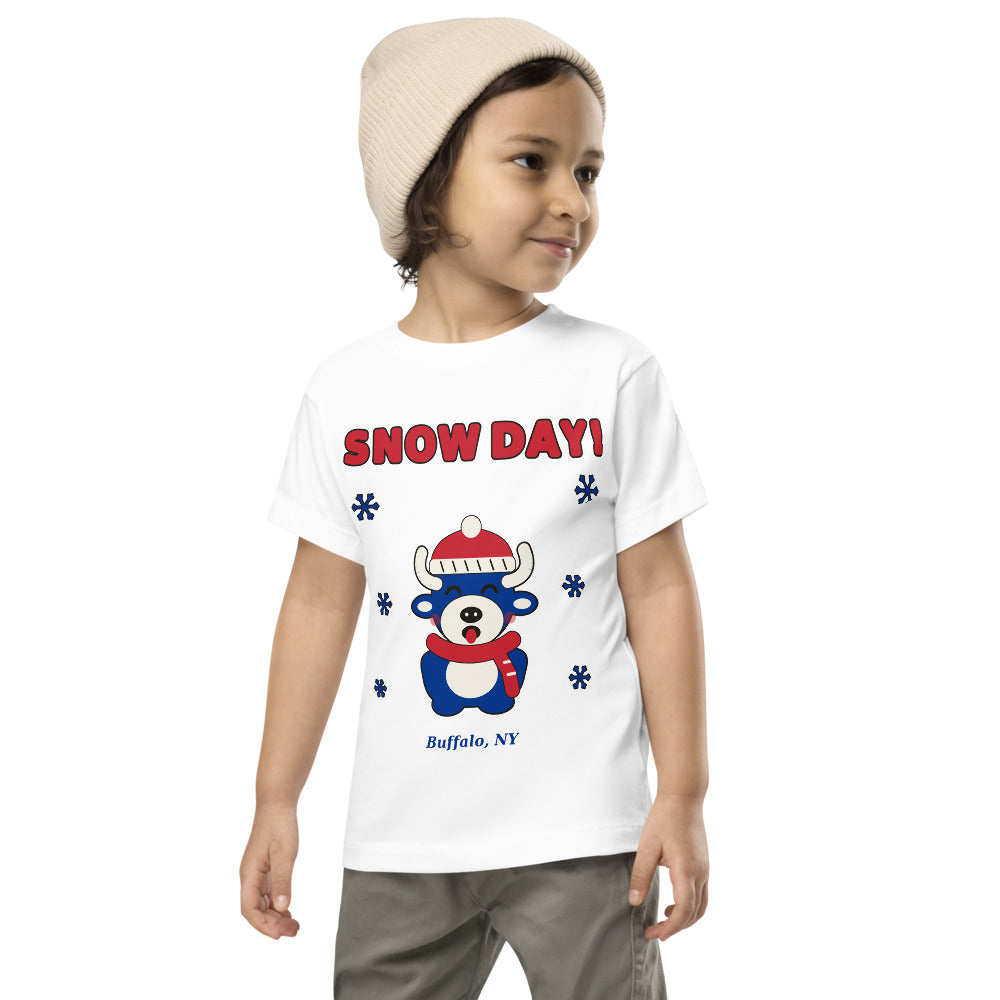 Snow Day toddler tee, White on model