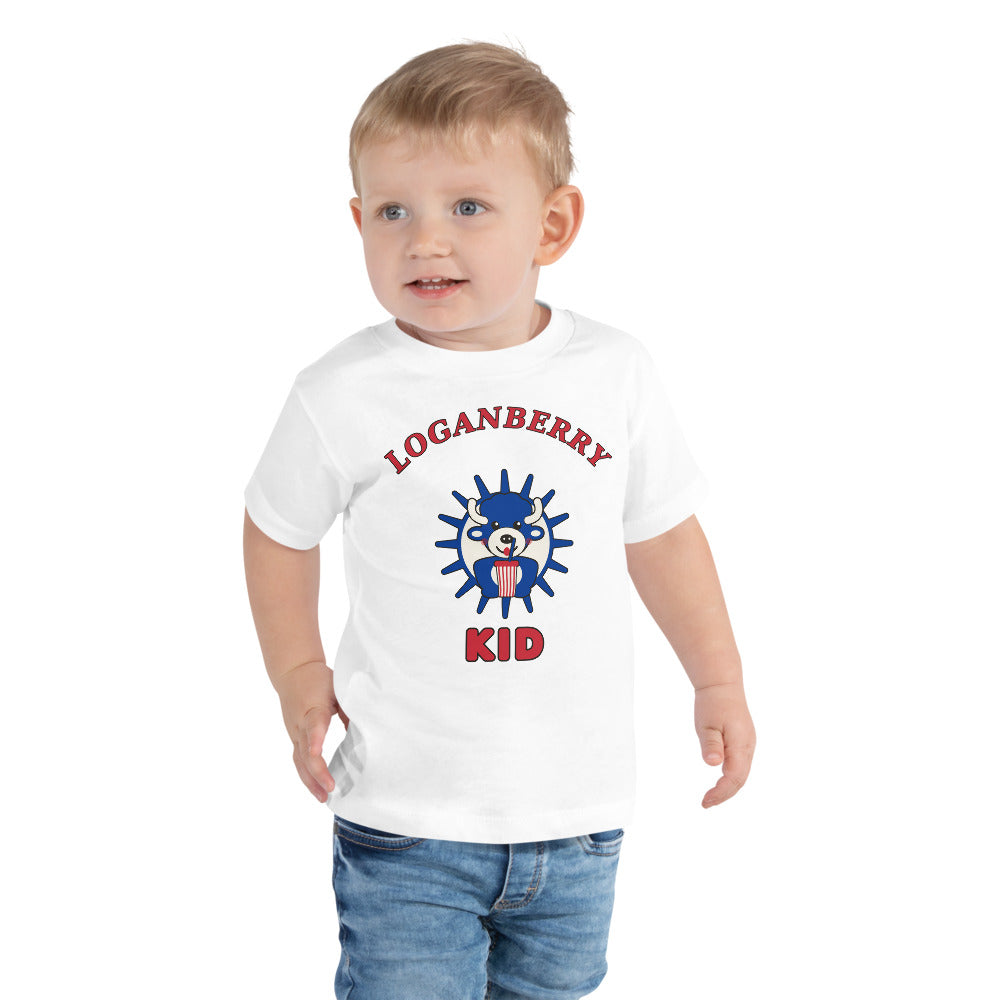 Loganberry Kid toddler tee, White on model