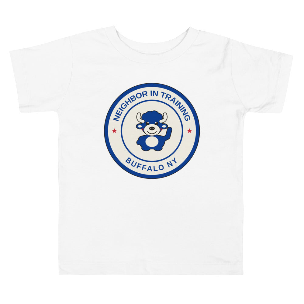 Neighbor In Training toddler tee, White front print