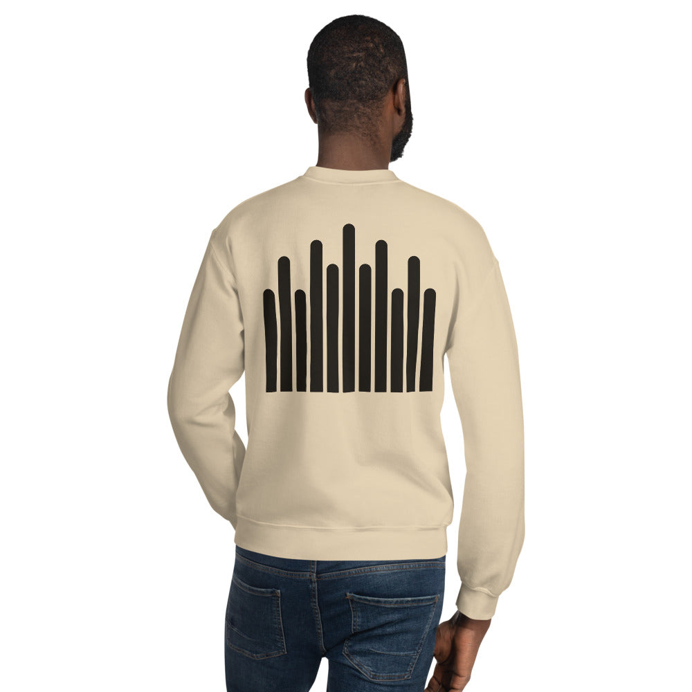 Grain Crewneck, Sand, back on model