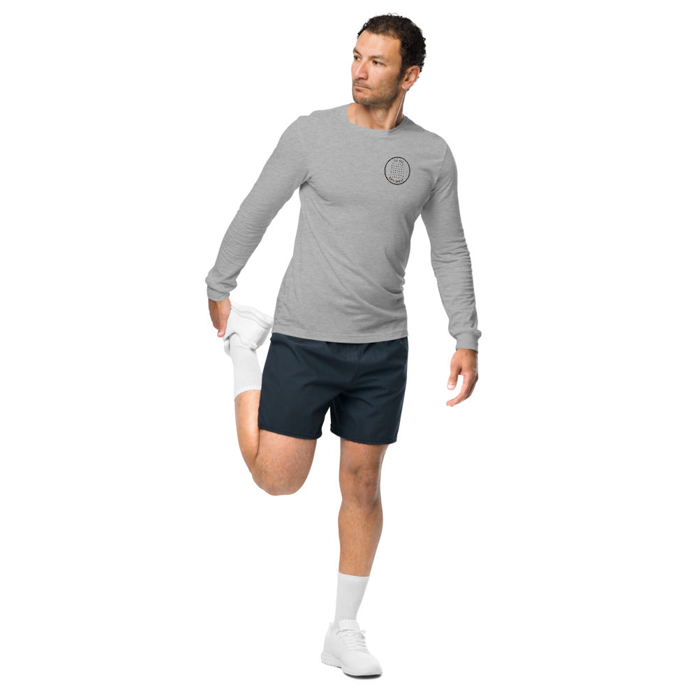 Grid Break Long Sleeve Tee, Front on model