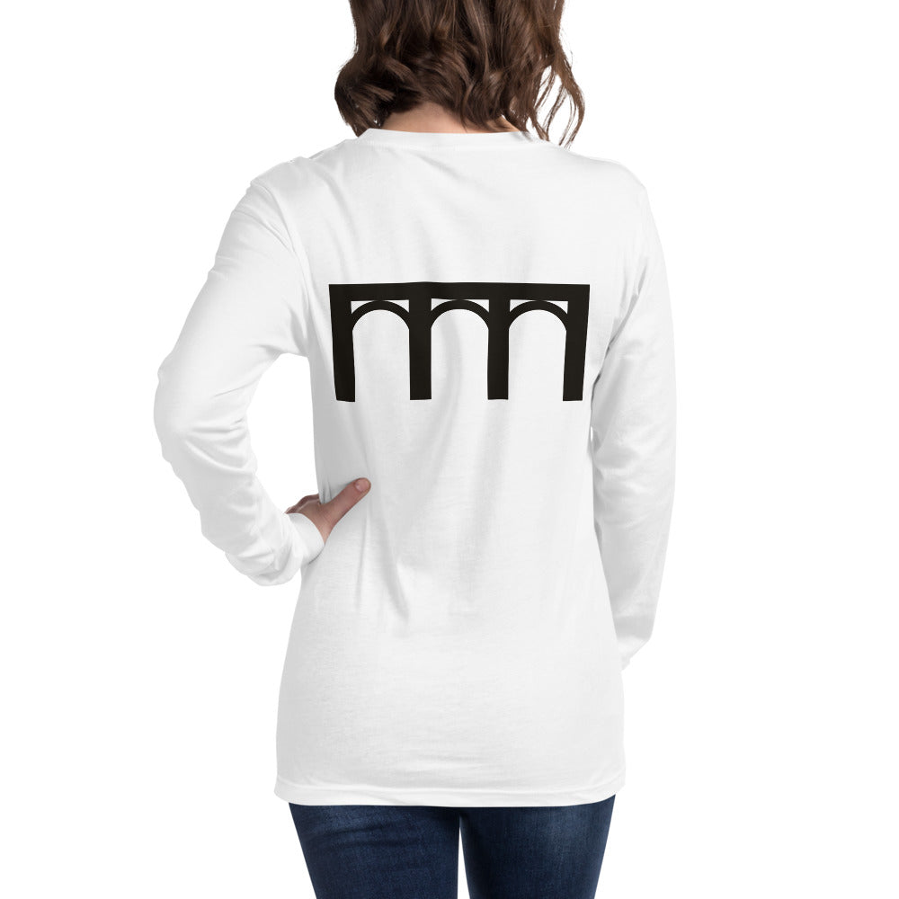 Span Long Sleeve Tee, White, back on model