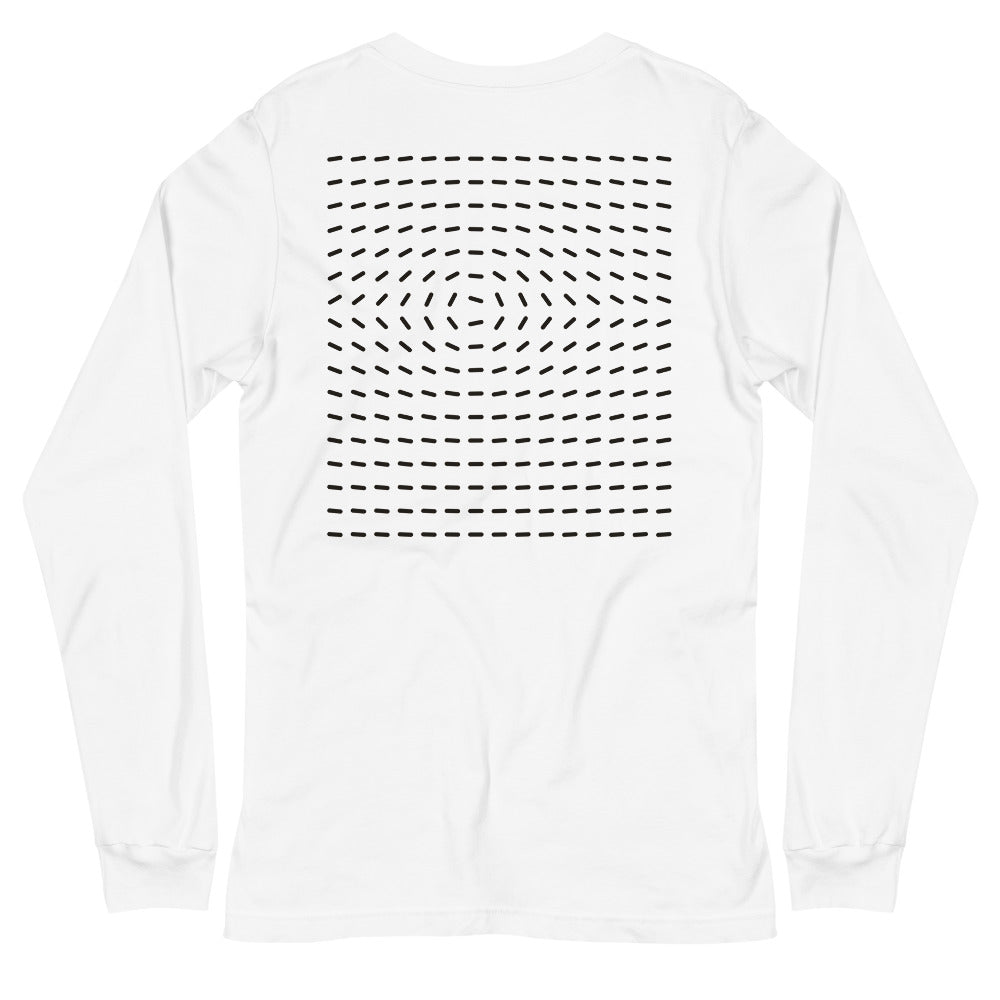 Grid Break Long Sleeve Tee, White, back print