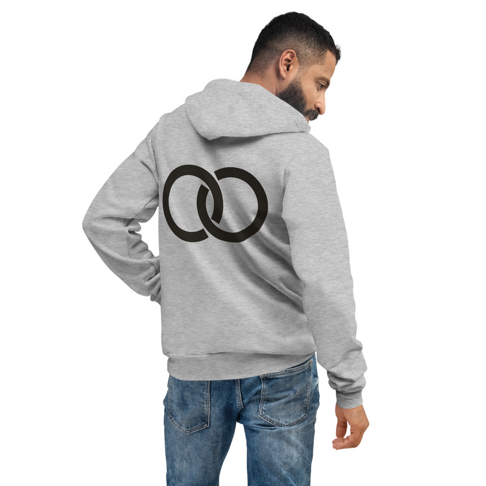 Interlock Hoodie, Athletic Heather, back on model