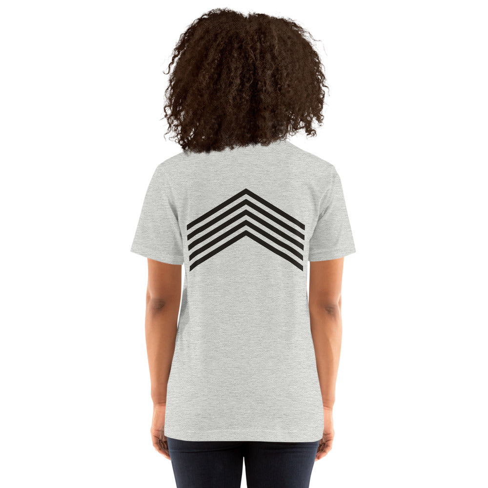 Wake tee, Athletic Heather, back on model