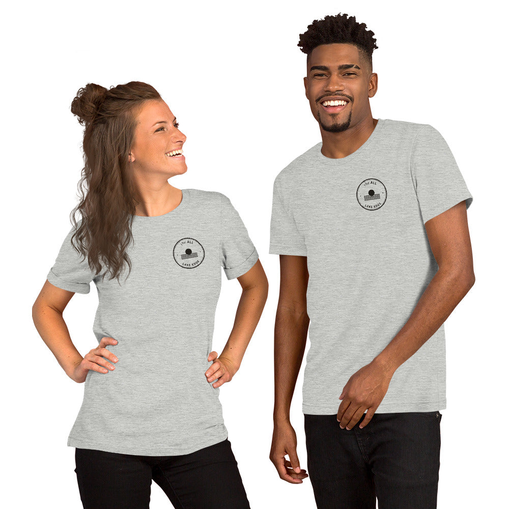 Lake Edge tee, Athletic Heather, front on model