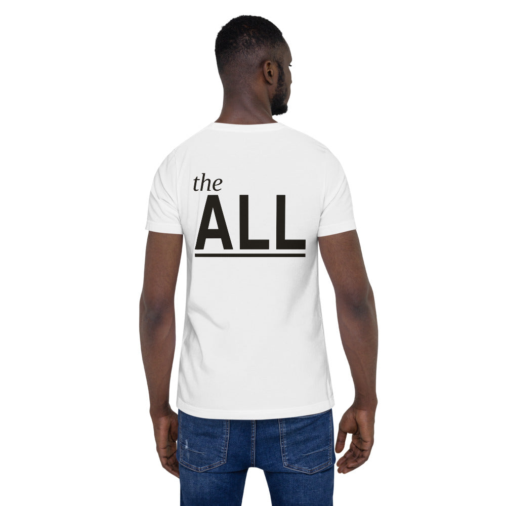 the ALL tee, White, back on model