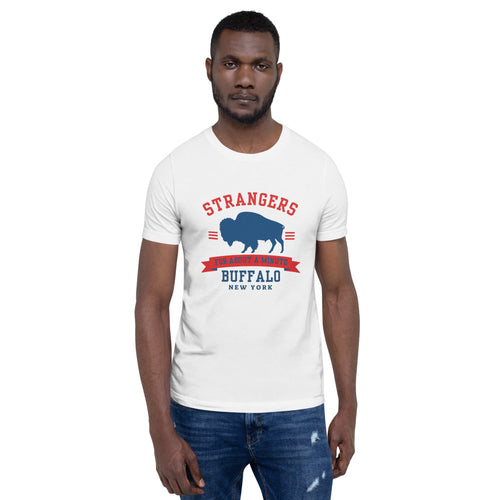 Strangers For About A Minute tee, White, on model