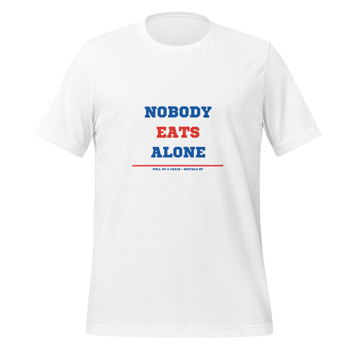 Nobody Eats Alone tee, White, front print
