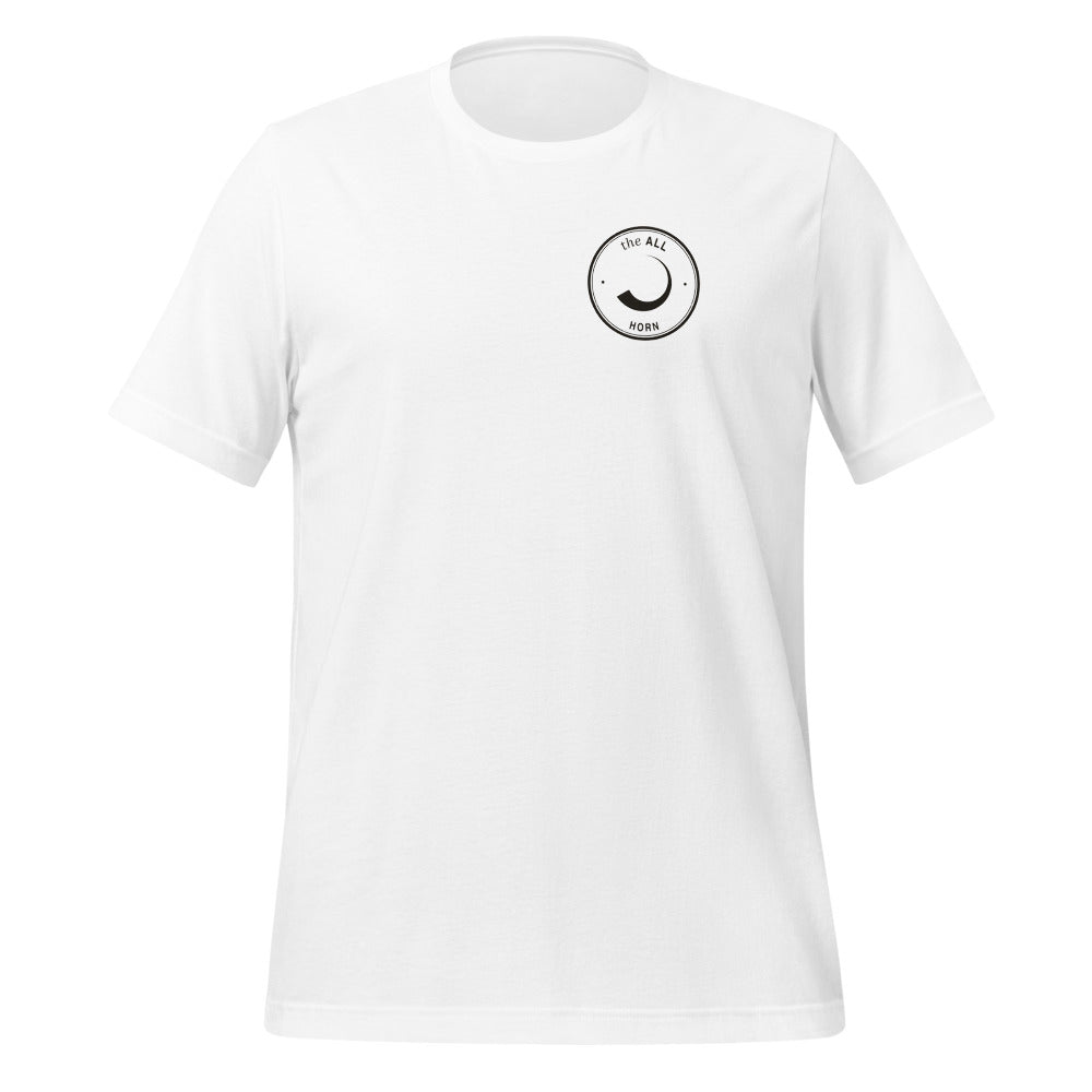 Horn tee, White, left chest patch