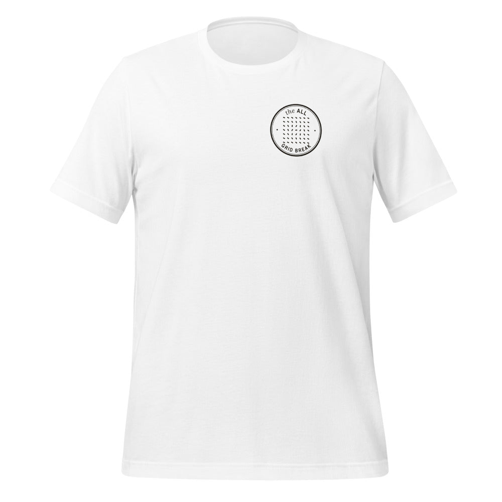 Grid Break tee, White, left chest patch