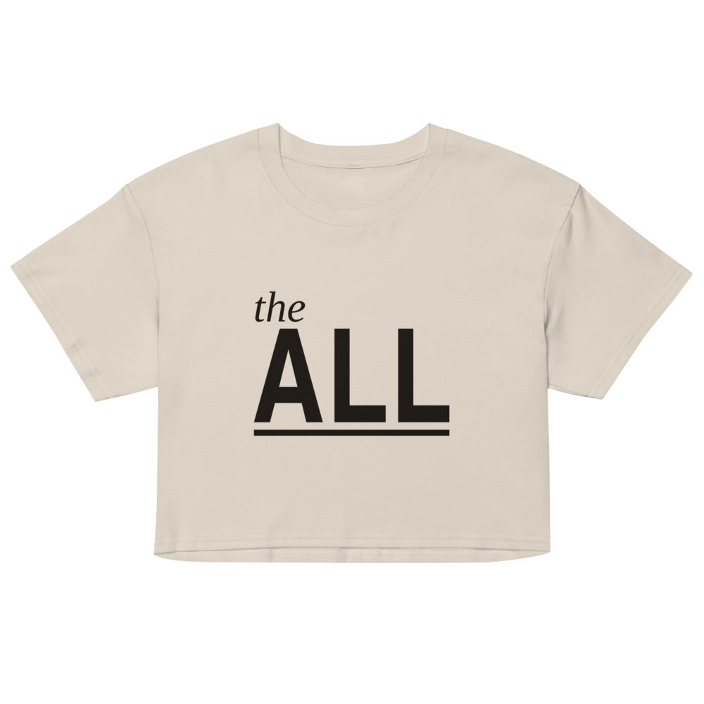 the ALL Crop Top, Bone, front print