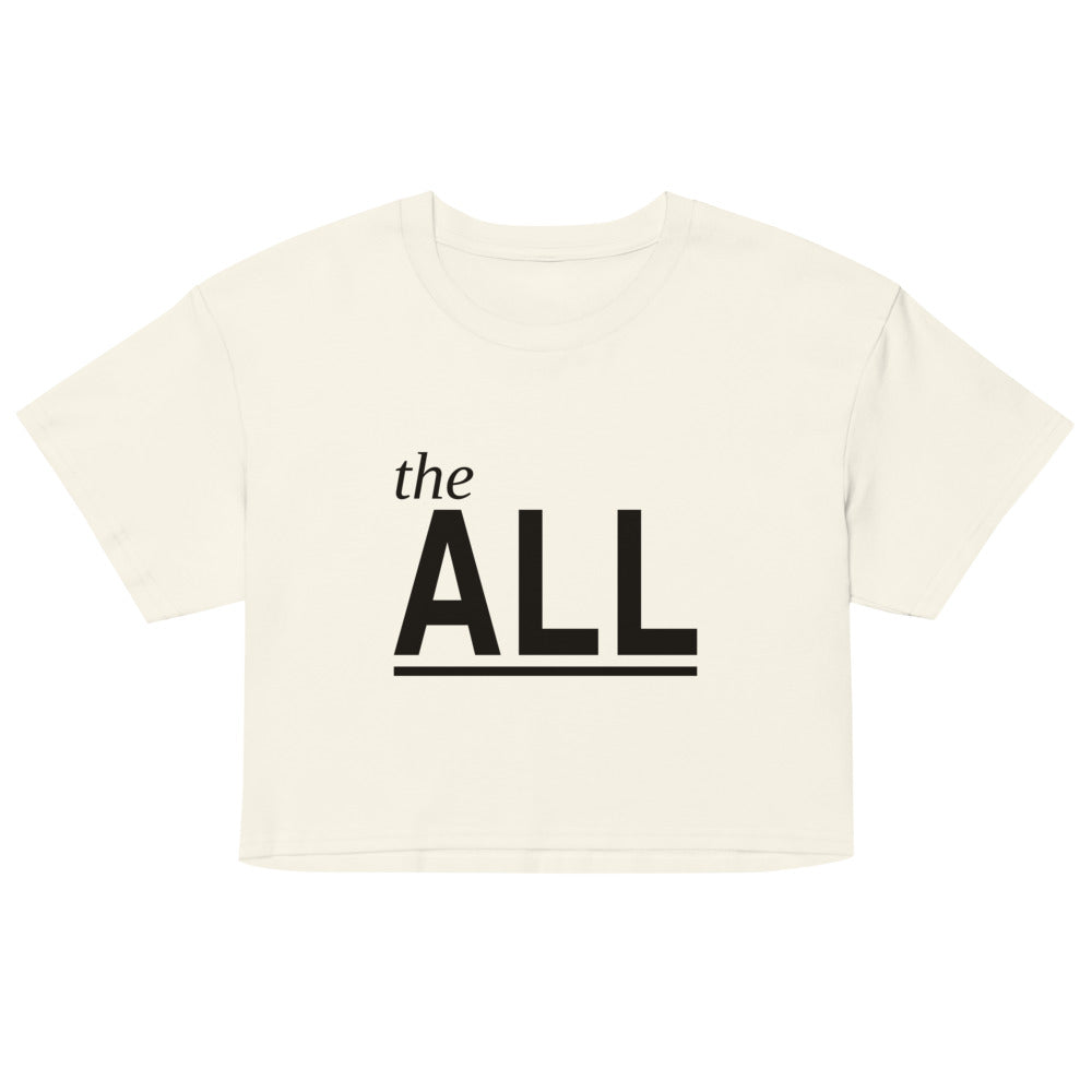 the ALL Crop Top, Natural, front print