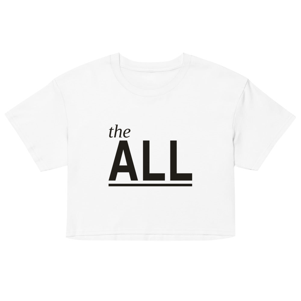 the ALL Crop Top, White, front print