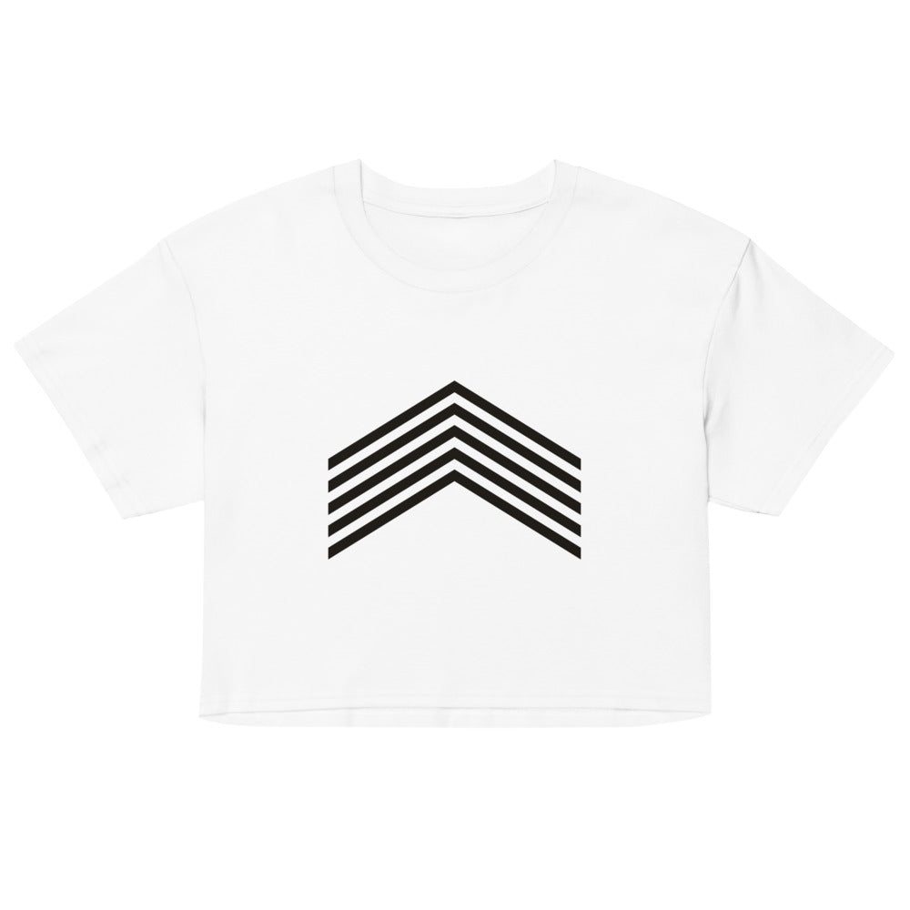 Wake Crop Top, White, front print