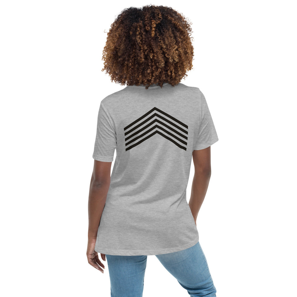 Wake Women's Relaxed Tee, Athletic Heather, back on model