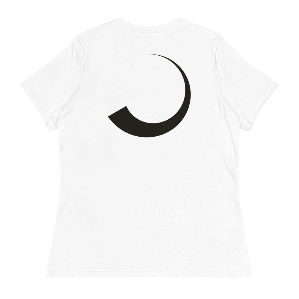 Horn Women's Relaxed Tee, White, back print
