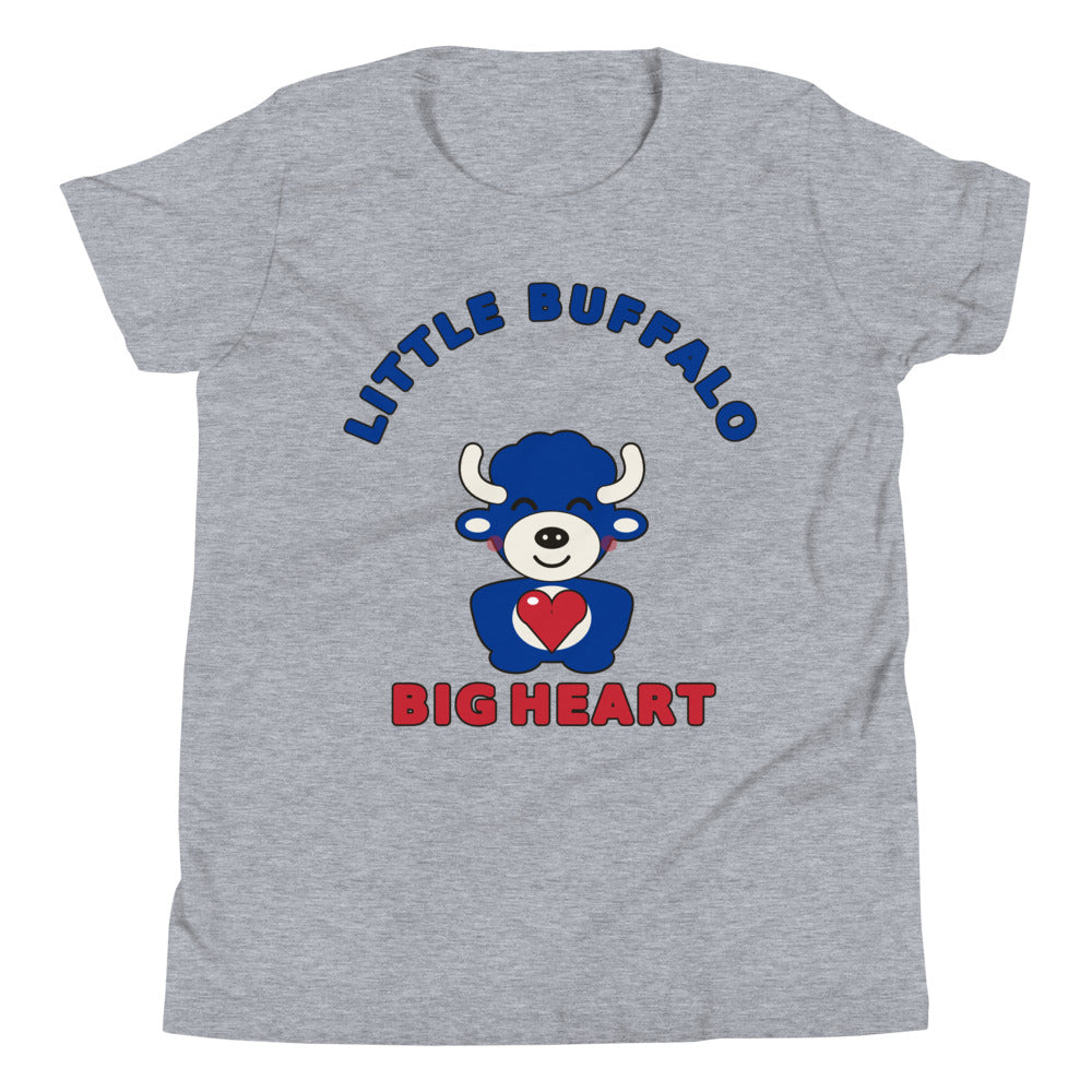Little Buffalo Big Heart youth tee, Athletic Heather front print