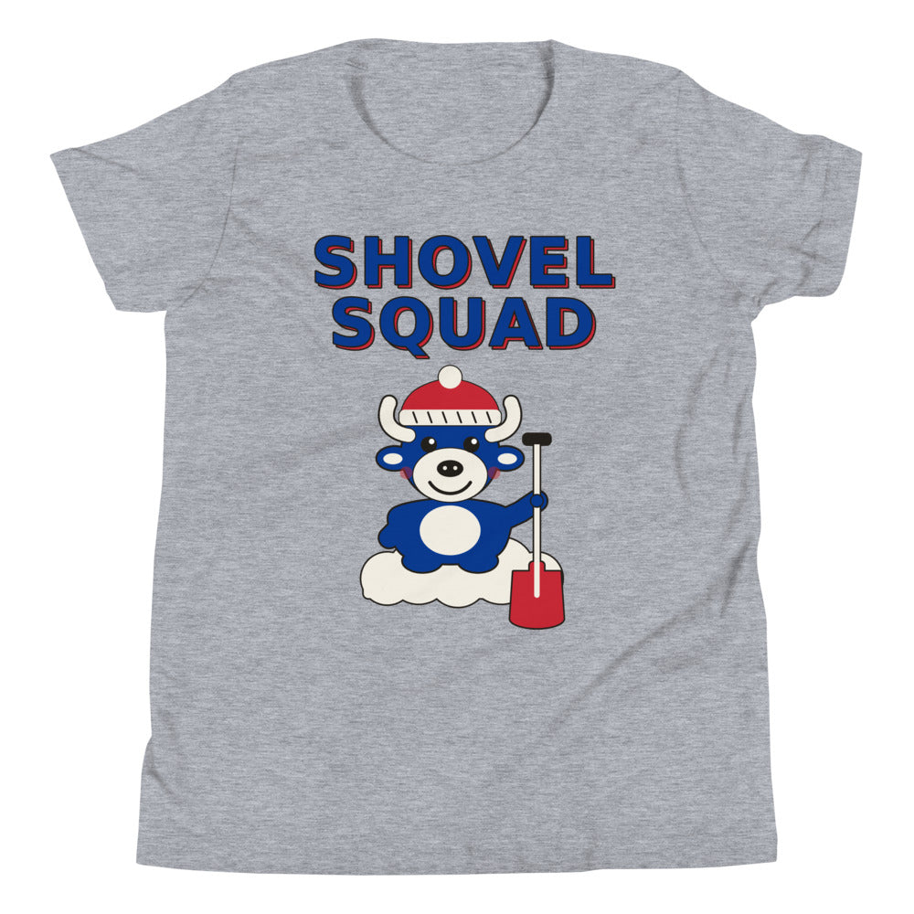 Shovel Squad youth tee, Athletic Heather front print