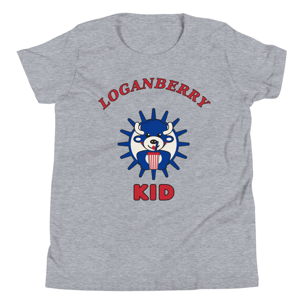 Loganberry Kid youth tee, Athletic Heather front print