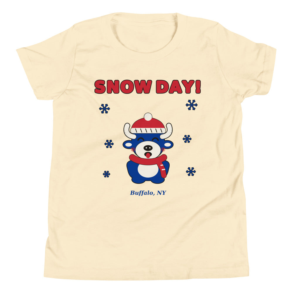 Snow Day youth tee, Natural front print