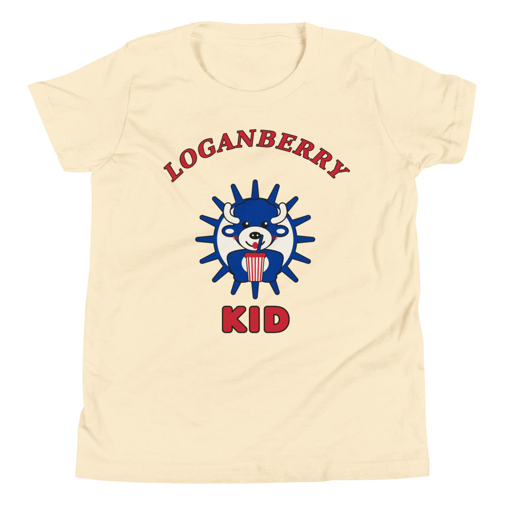 Loganberry Kid youth tee, Natural front print