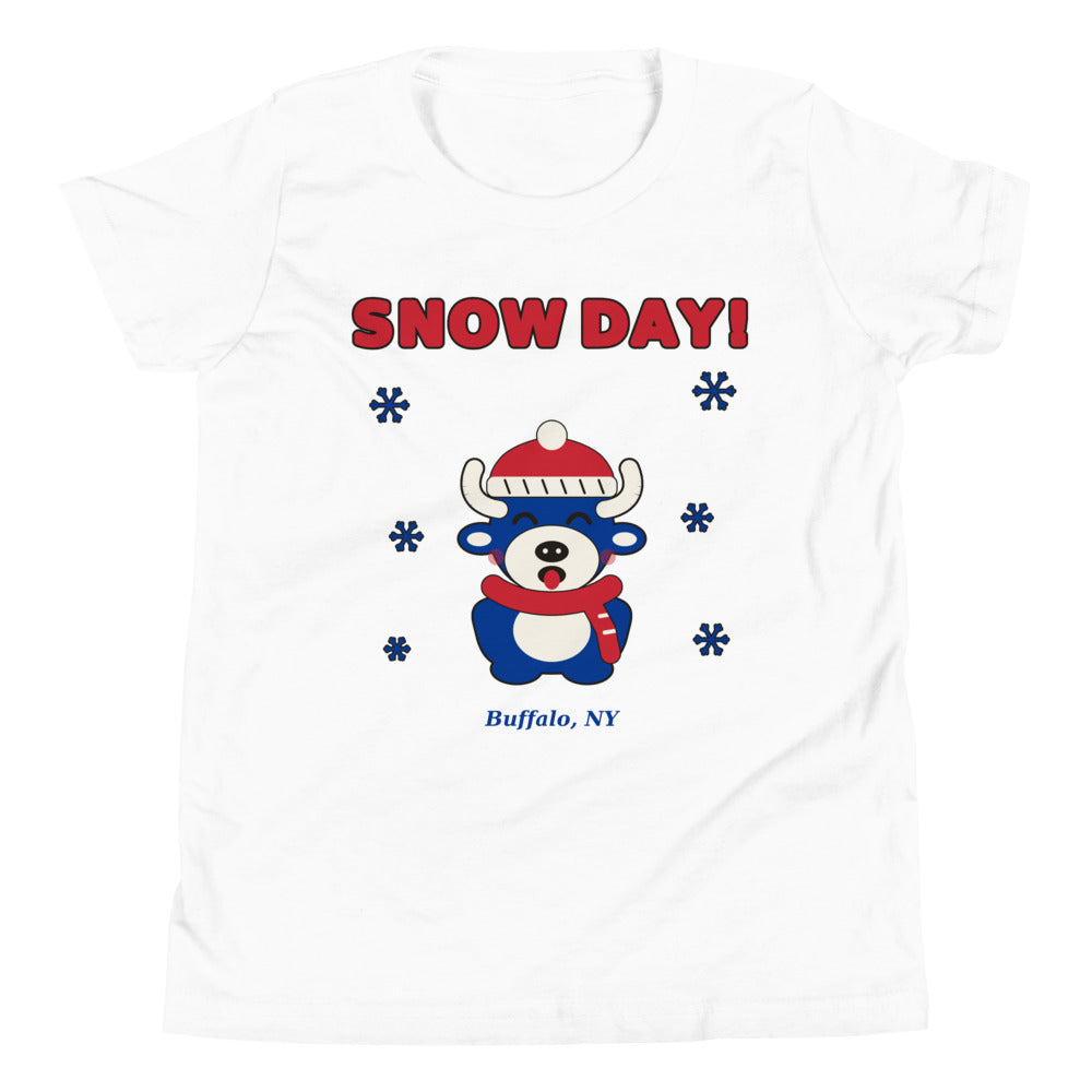 Snow Day youth tee, White front print