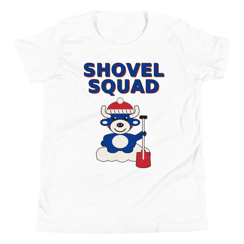 Shovel Squad youth tee, White front print