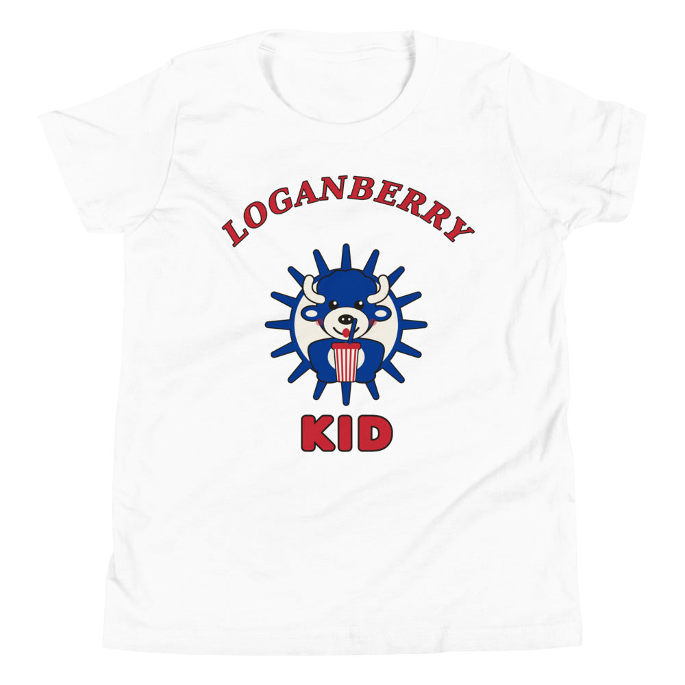 Loganberry Kid youth tee, White front print