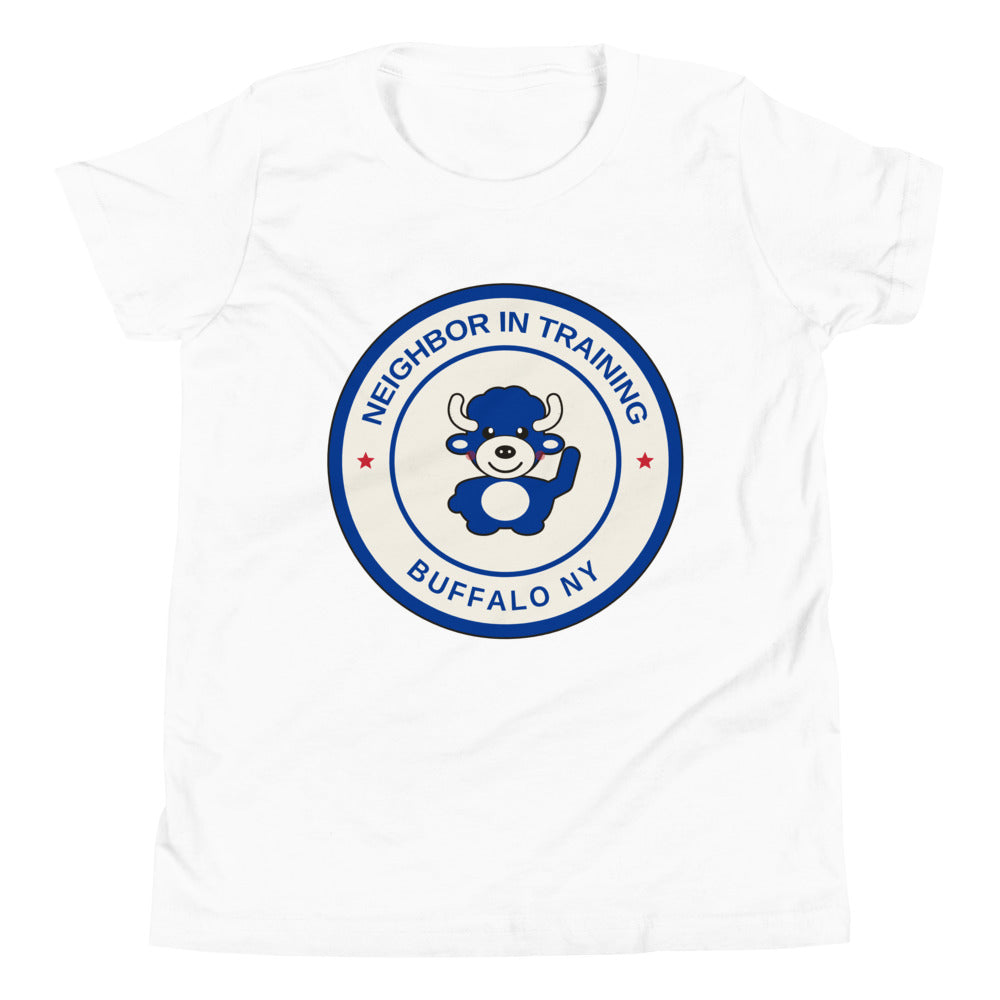 Neighbor In Training youth tee, White front print